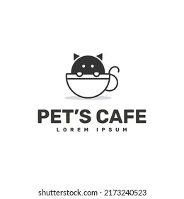  pets cafe logo design template  
