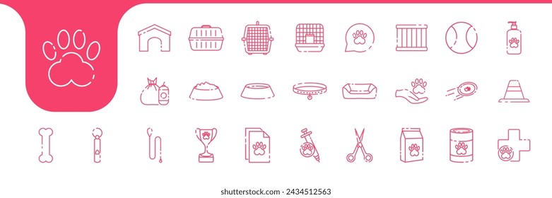 pets care and cargo line icon set collection design vector
