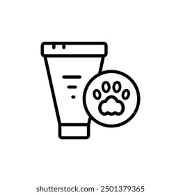 Pets care. Dog or cat cleaning line icon. Vector soft pets cosmetic pedigree beauty treatment. Grooming shower, bathing soap to wash cats, kittens and puppies fur.