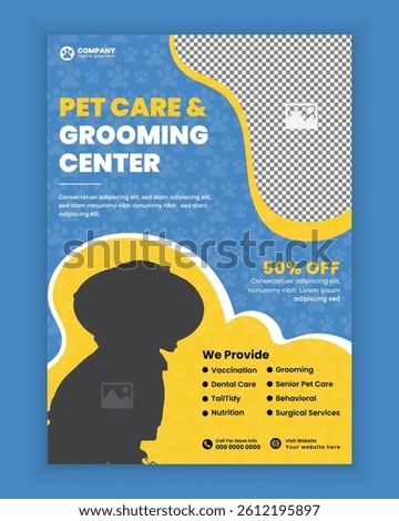 Pets care and grooming Poster and flyer design or Pet related business a4size flyer template design
