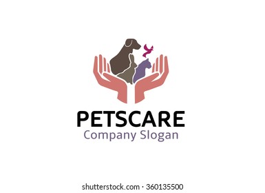 Pets care holding Logo Vector Symbol design Illustration 