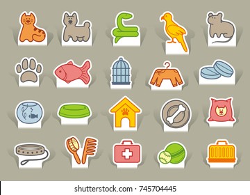 Pets care icon set