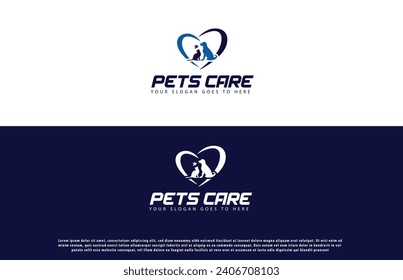 pets care logo design. pets medical care logo design. pets medical logo. pets cure logo. cats and dogs care center 