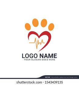 Pets care logo design. Modern editable logo design