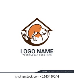 Pets care logo design. Modern editable logo design
