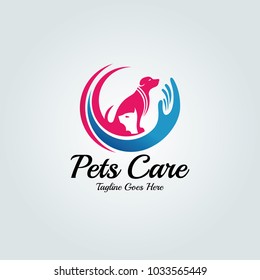 Pets care logo design template. Vector illustration

