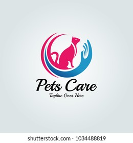 Pets care logo design template. Vector illustration