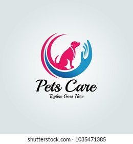 Pets Care Logo Design Template Hand Stock Vector (Royalty Free ...