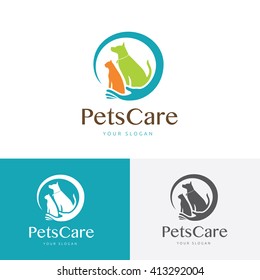 Pets care logo template.