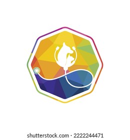 Haustiere pflegen Vektorlogo-Design-Vorlage. Vet mit Stethoskop Logo Design.	