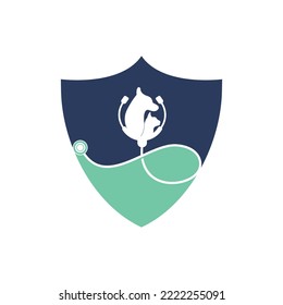 Pets care vector logo design template. Vet with stethoscope logo design.	