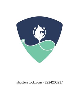 Pets care vector logo design template. Vet with stethoscope logo design.	