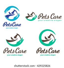 Pets Care vector logo design templates