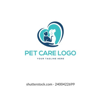 Diseño creativo del logotipo veterinario cuidado de las mascotas.