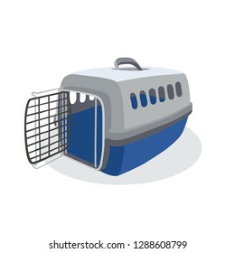 Pets carrier box open vector.