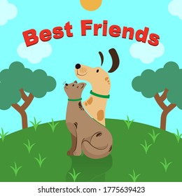 Pets Cat and dog like best friends