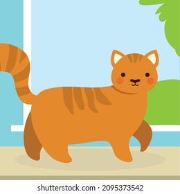 pets cat at home cartoon