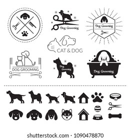 Pets, Cats and Dogs Logos, symbols. 