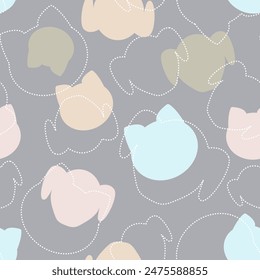 Pets cats and dogs seamless pattern. Cartoon Dogs and Cats. Vector Seamless Pattern. Colorful background for kids