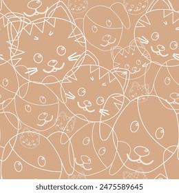 Mascotas gatos y perros patrón sin fisuras. Perros y gatos de dibujos animados. Vector sin costuras. Fondo colorido para los niños