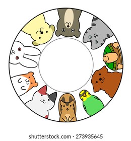 pets in circle with copy space
