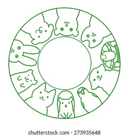 pets in circle with copy space