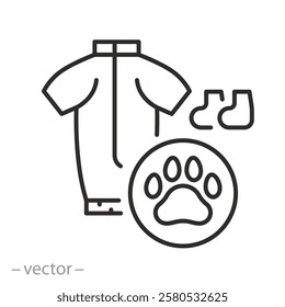 pets clothes icon, sweater and shoes for pet, clothes for animals, simple symbols, thin line vector illustration
