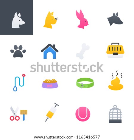 Pets Colorful Icons Set, Vector Illustration Design