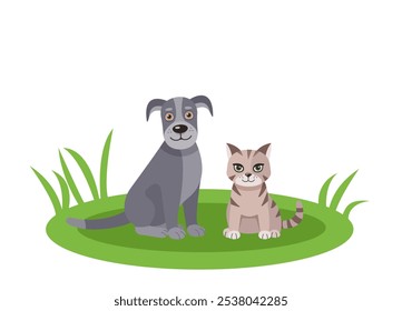 Mascotas. Ilustración linda del icono del Vector del gato y del perro, silueta del gato y del perro en el fondo blanco, eps, png, Vector del gato. Lindo cachorro.