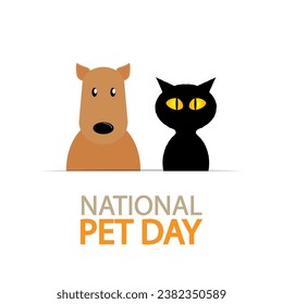 Pets day national cat and dog, vector art illustration.