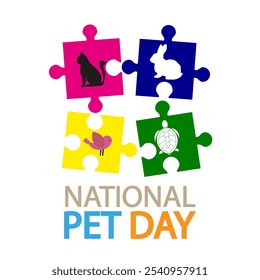 Pets day national puzzles, vector art illustration.