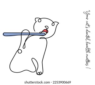 Pets dental health matters. Line art vector. Isolated minimal art. 