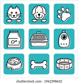Pets. Dog and Cat. Icons. Vector illustration