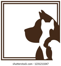 Pets dog, cat, rabbit, parrot, vector illustration