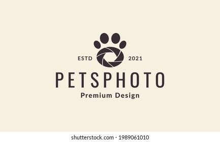 peto de perro con el logotipo de obturador de cámara símbolo vector icono diseño gráfico