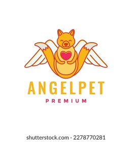 mascotas perro cachorro alas caninas ángel amor mascota colorida lindo diseño de sonrisa vector