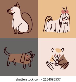 pets dogs and hamster icon set