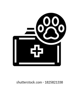 vectores de icono de glifo de caja de botiquín de botiquín de botiquín de botiquín de botiquín de botiquín de botiquín de mascotas. signo de la caja del kit de primeros auxilios para mascotas. símbolo de contorno aislado ilustración negra