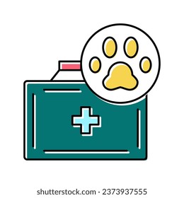 Haustiere im Verbandskasten Kasten Farbe Symbol Vektorgrafik. Haustiere Vorzeigekasten-Schild. einzelne Symbolillustration