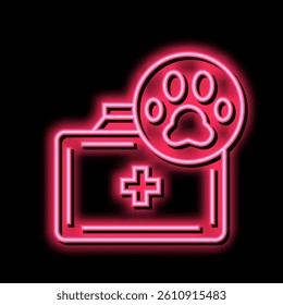 pets first aid kit box neon light sign vector. pets first aid kit box illustration