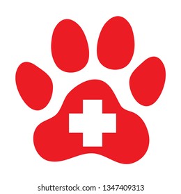 Pets first aid. Veterinarian red cross. Icon. Vector illustration.