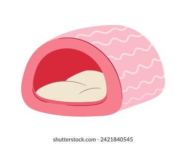 Pets goods set. Items from veterinary shop. Cage for cats. Pack for care about domestic animals. Sticker for social networks. Cartoon flat vector collection isolated on white background