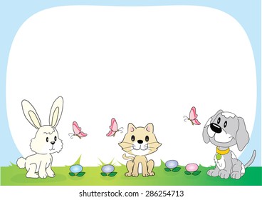 pets in the grassland with background