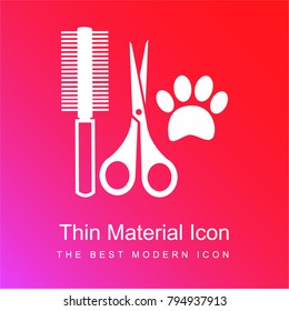Pets hair salon tools kit red and pink gradient material white icon minimal design
