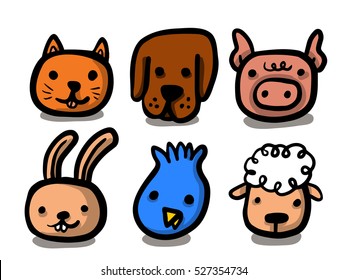 Pets head set with color