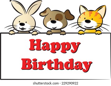 pets holding a greeting card