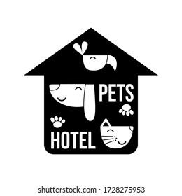 Pets Home icon isolated on white background. Pet care logo minimal concept. Vector illustration.