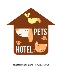 Pets Home icon isolated on white background. Pet care logo minimal concept. Vector illustration.