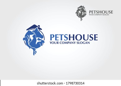 Pets House Vector Logo Template is perfect for veterinary clinic, pet hotel, pet shop or other animals related website or product.