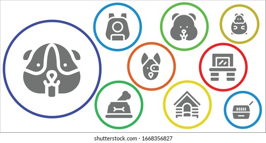 pets icon set. 9 filled pets icons.  Simple modern icons such as: Hamster, Pet, Dog, Vanity
